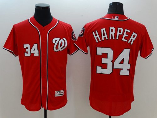 Nationals #34 Bryce Harper Red Flexbase Authentic Collection Stitched MLB Jersey - Click Image to Close